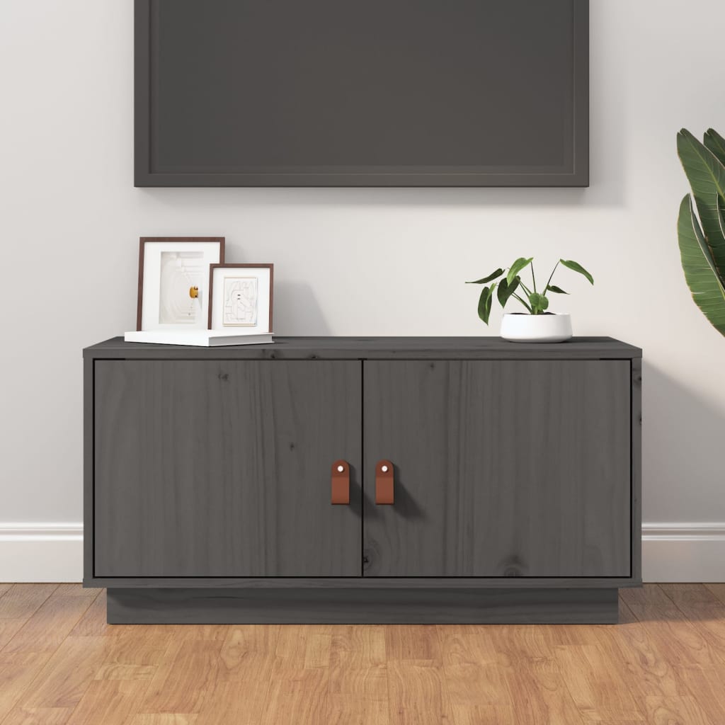 TV Cabinet Grey 80x34x40 cm Solid Wood Pine - Millennium Furniture
