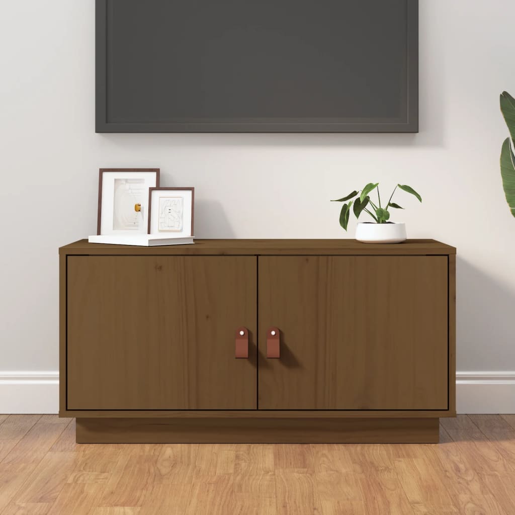 TV Cabinet Honey Brown 80x34x40 cm Solid Wood Pine - Discount Dealers