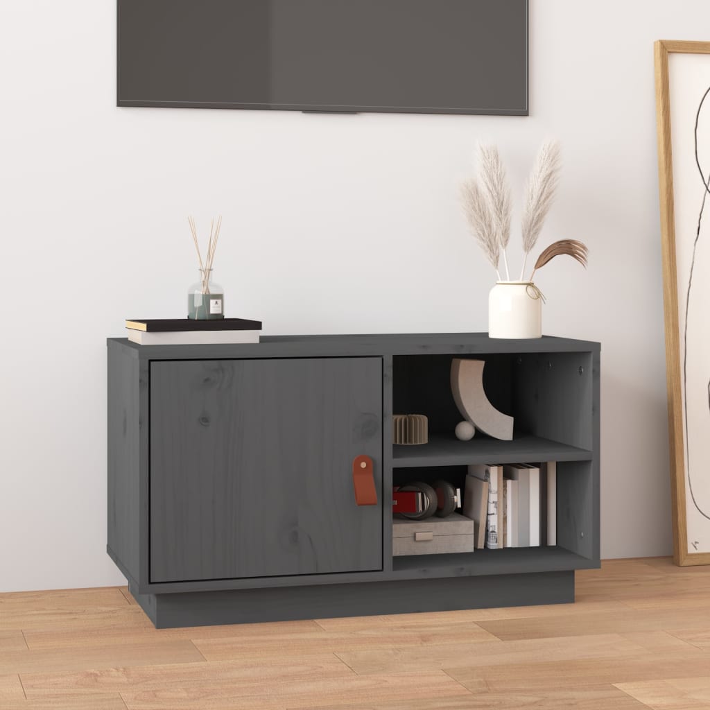 TV Cabinet Grey 70x34x40 cm Solid Wood Pine - Sid & Sam