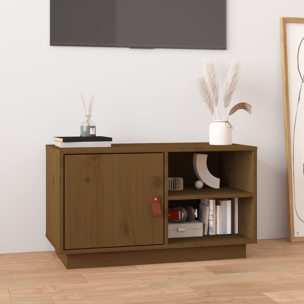 TV Cabinet Honey Brown 70x34x40 cm Solid Wood Pine - Discount Dealers