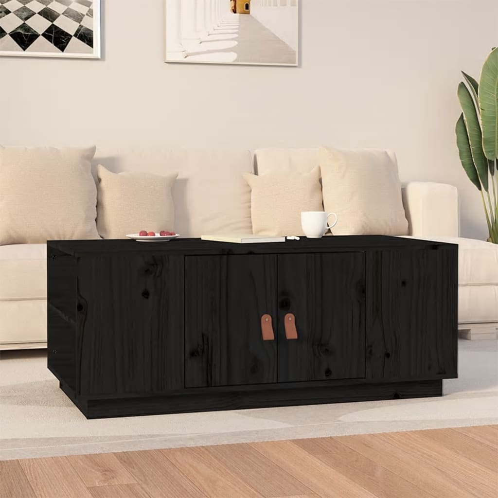 Coffee Table Black 100x50x41 cm Solid Wood Pine - Discount Dealers