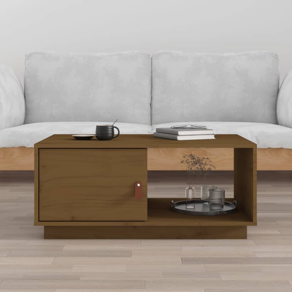 Coffee Table Honey Brown 80x50x35.5 cm Solid Wood Pine - Sid & Sam