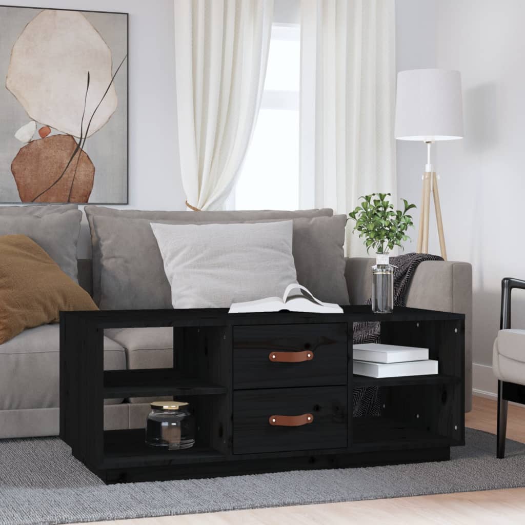 Coffee Table Black 100x50x41 cm Solid Wood Pine - Tyrell & Tyrell