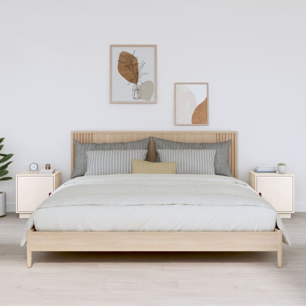 Bedside Cabinets 2 pcs White 40x34x45 cm Solid Wood Pine - Sid & Sam