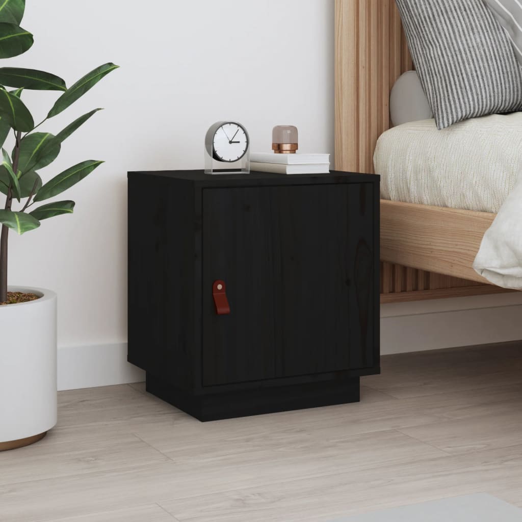 Bedside Table - SIENA Finn Nightstand Black 40cm - The Home Maker