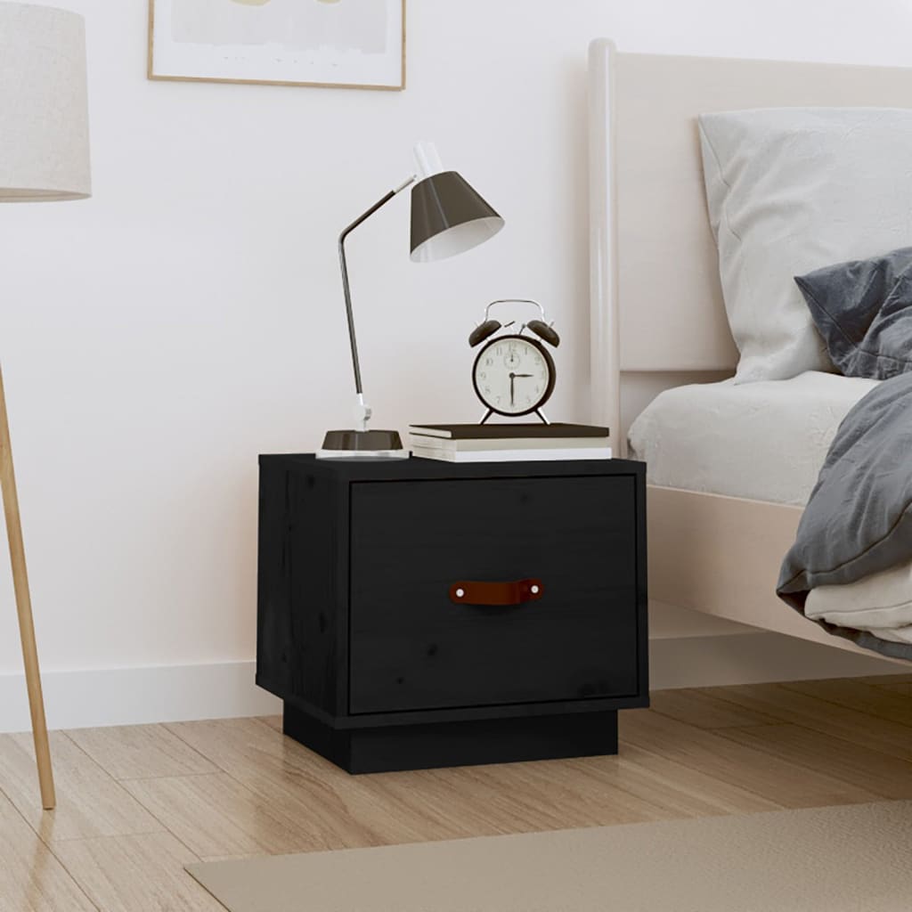 Bedside Table - SCOTT Nightstand Black 40cm - Millennium Furniture