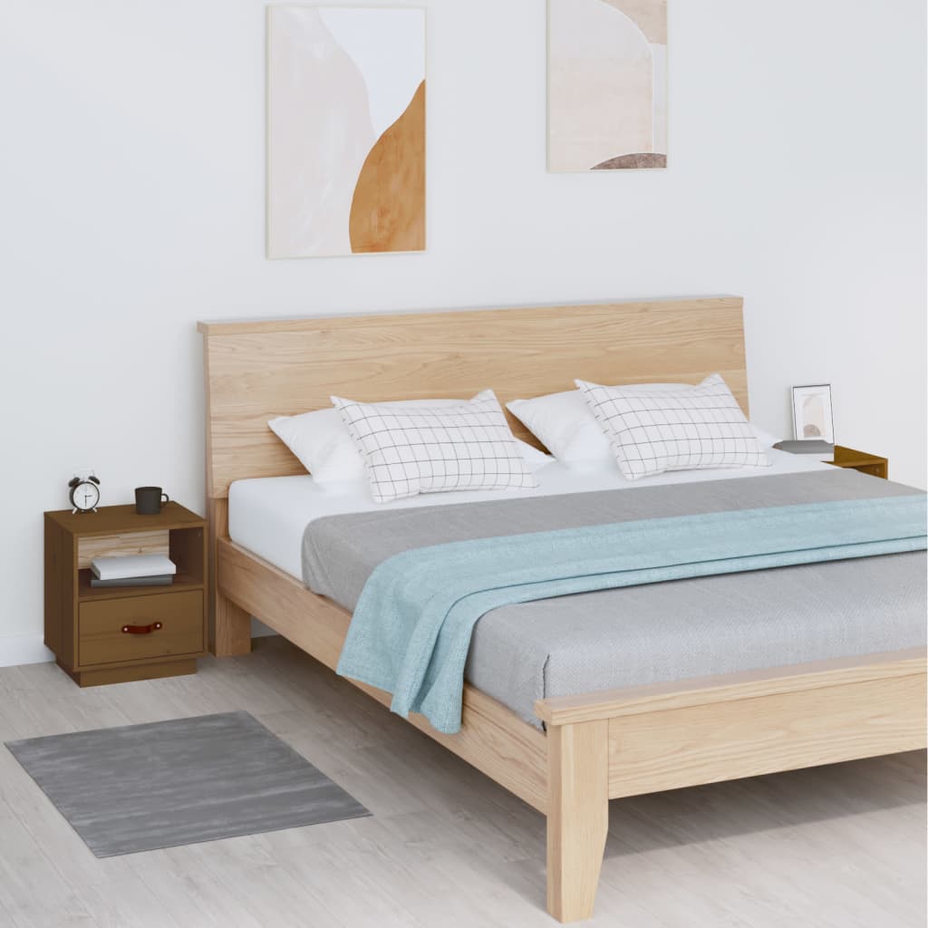 Bedside Table - SIENA Ivy 2 Piece Nightstand Honey Brown 40cm - R and M Furniture