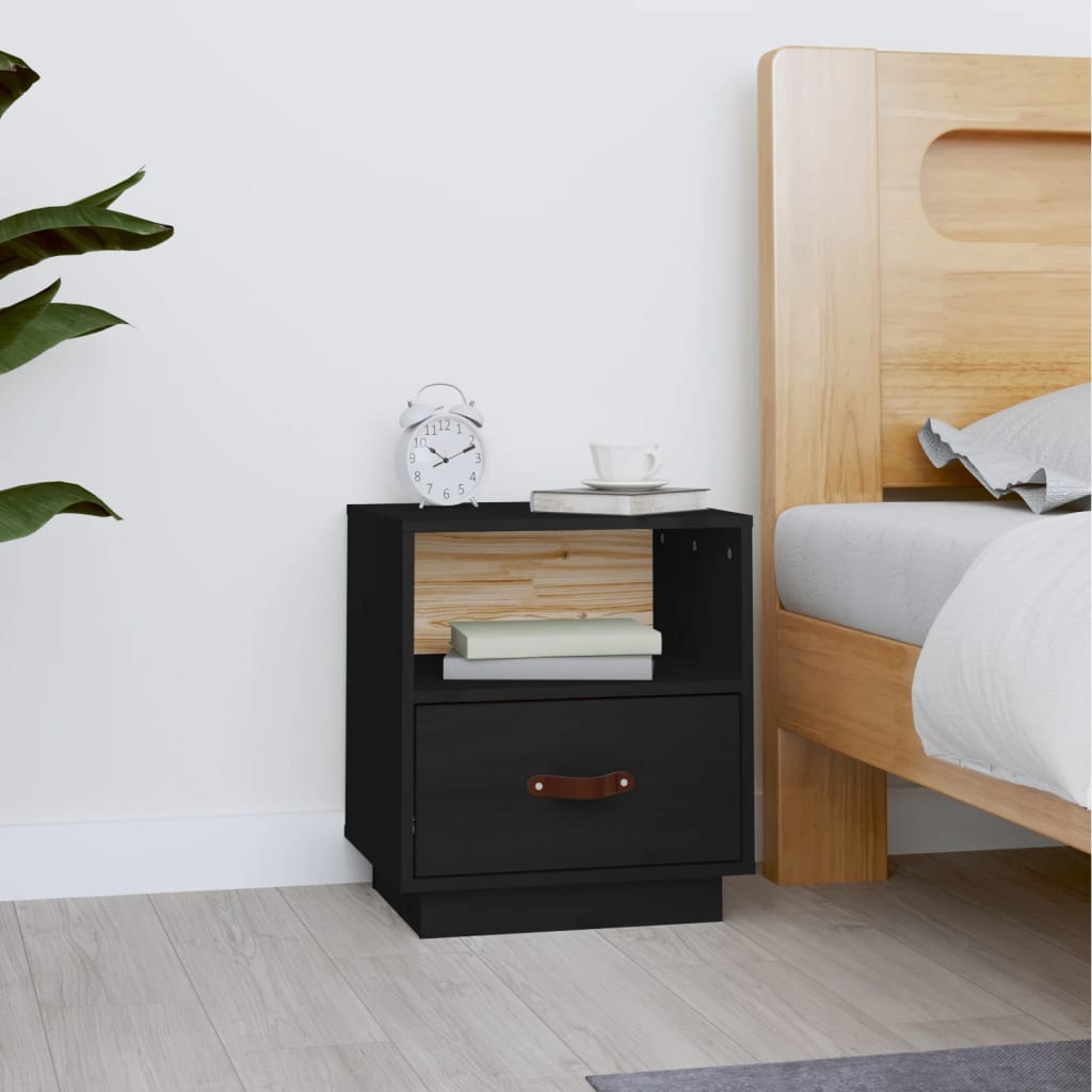 Bedside Table - SIENA Jace Nightstand Black 40cm - Discount Dealers