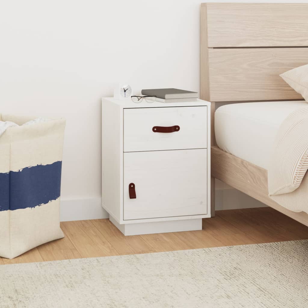 Bedside Table - SALEM Nightstand White 40cm - Unbeatable Bargains