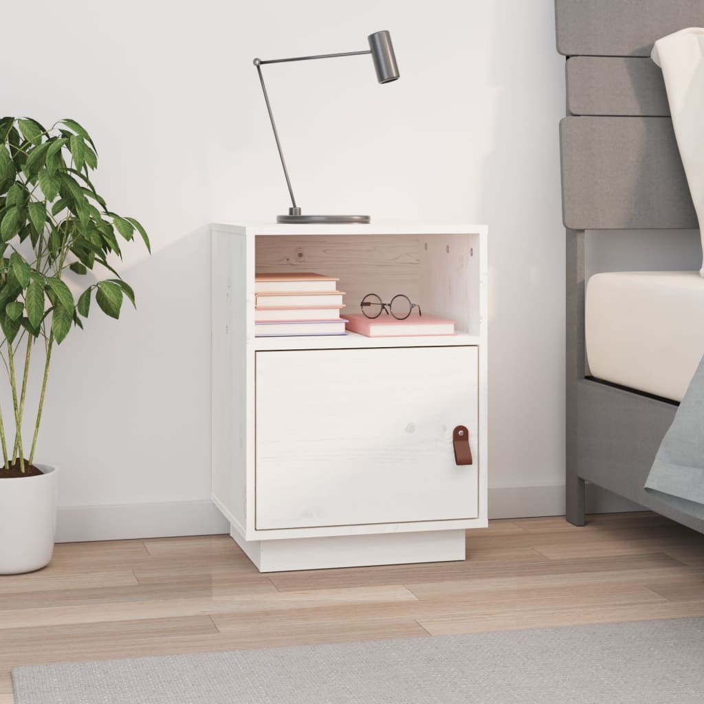 Bedside Cabinet White 40x34x55 cm Solid Wood Pine - Sid & Sam
