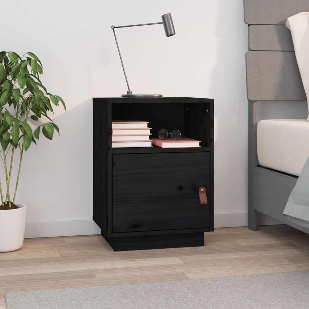 Bedside Table - SALEM Aven Nightstand Black 40cm - R and M Furniture
