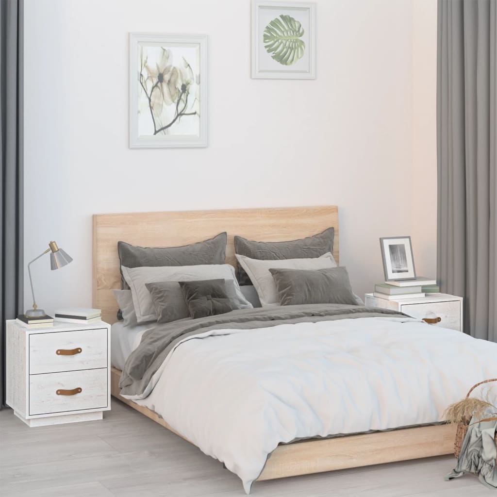 Bedside Table - SIENA Jay 2 Piece Nightstand White 40cm - R and M Furniture