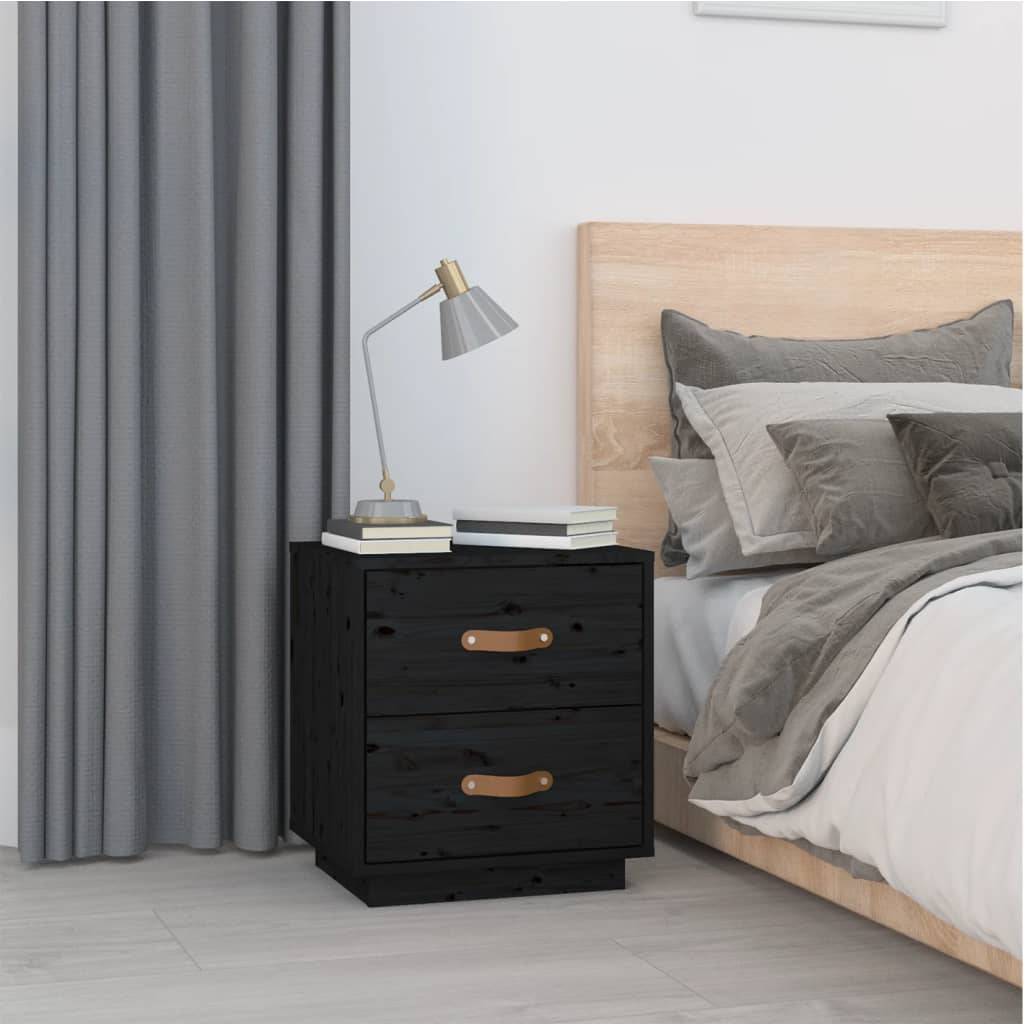 Bedside Table - SIENA Sam Nightstand Black 40cm - Tyrell & Tyrell