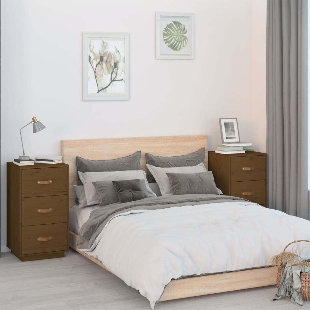 Bedside Cabinets 2 pcs Honey Brown 40x40x75 cm Solid Wood Pine - Millennium Furniture