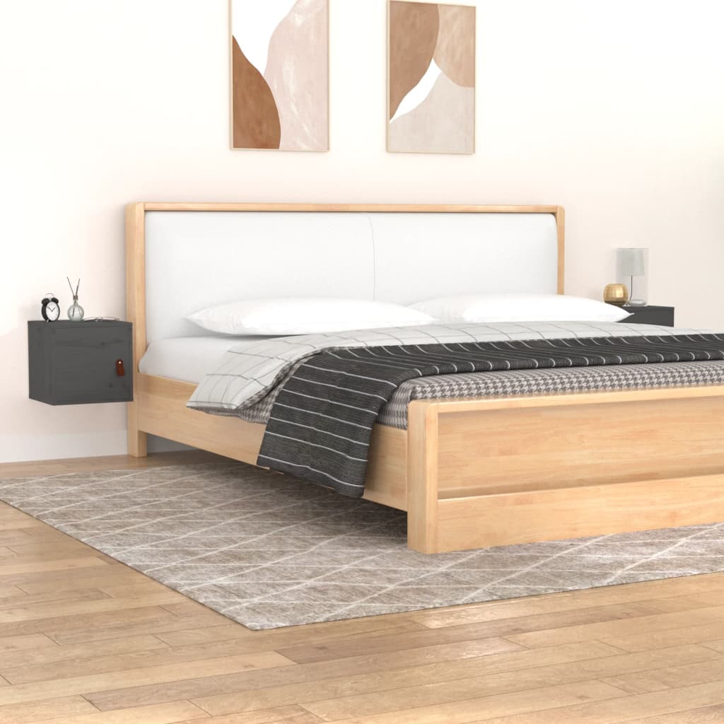 Wall Cabinets 2 pcs Grey 31.5x30x30 cm Solid Wood Pine - Sid & Sam
