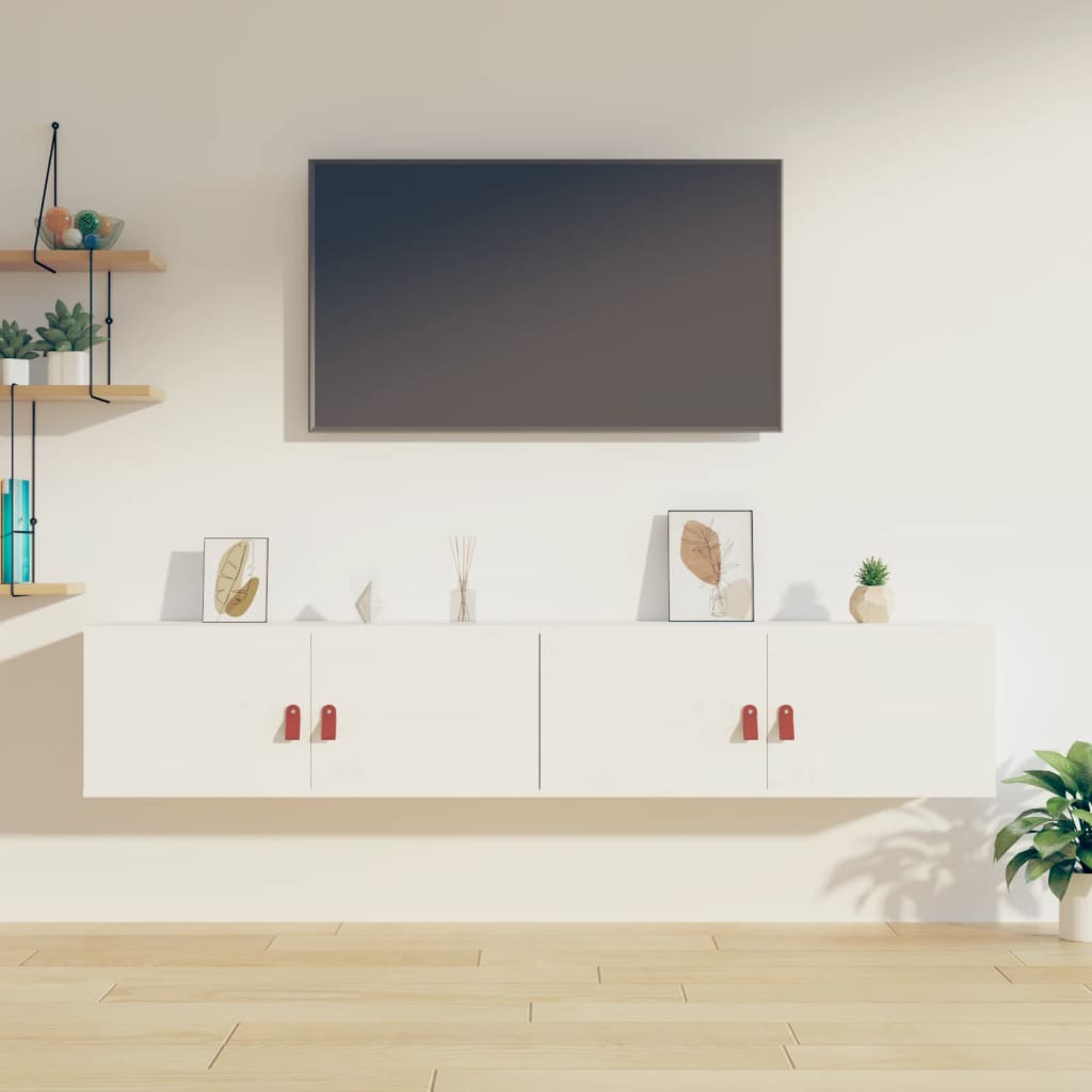 Wall Cabinets 2 pcs White 80x30x30 cm Solid Wood Pine - The Home Maker