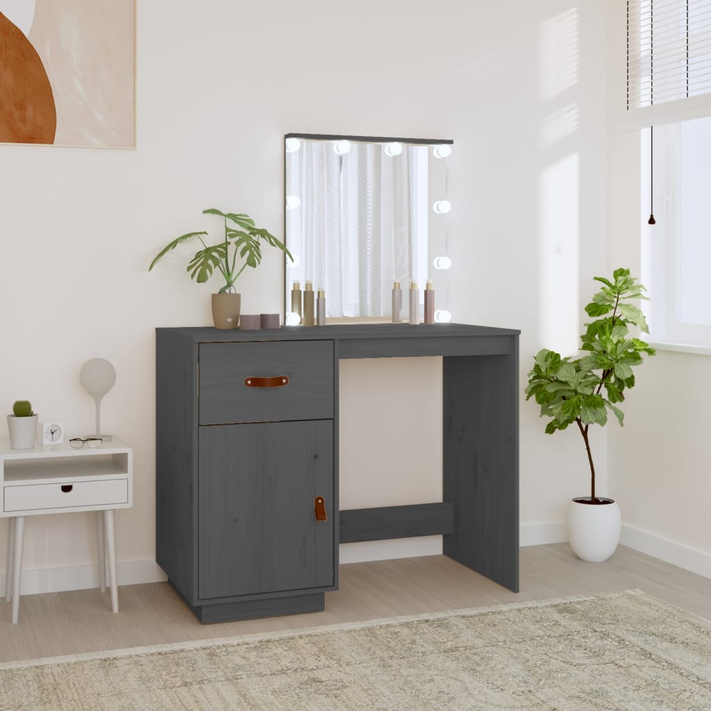 Dressing Table with LED Grey 95x50x133.5 cm Solid Wood Pine - Casper Homes