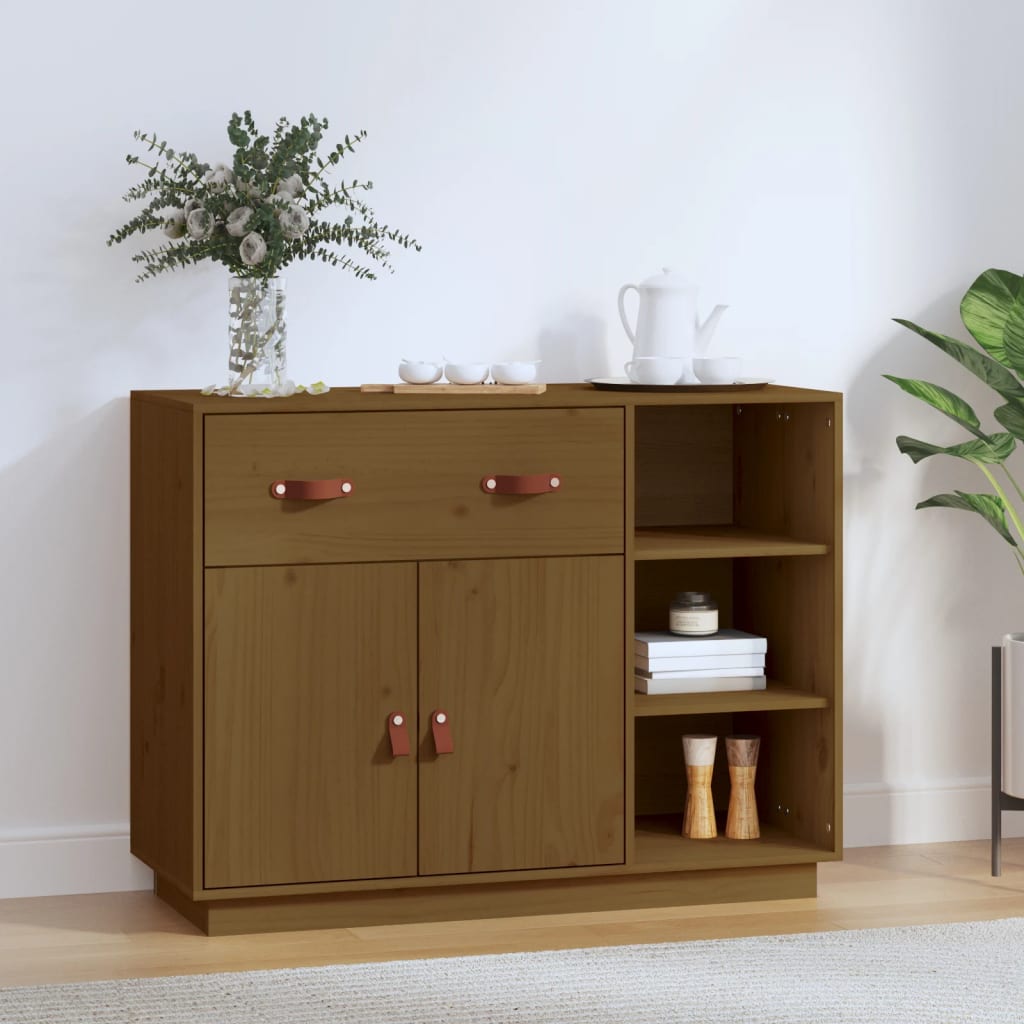 Sideboard Honey Brown 98.5x40x75 cm Solid Wood Pine - The Home Maker