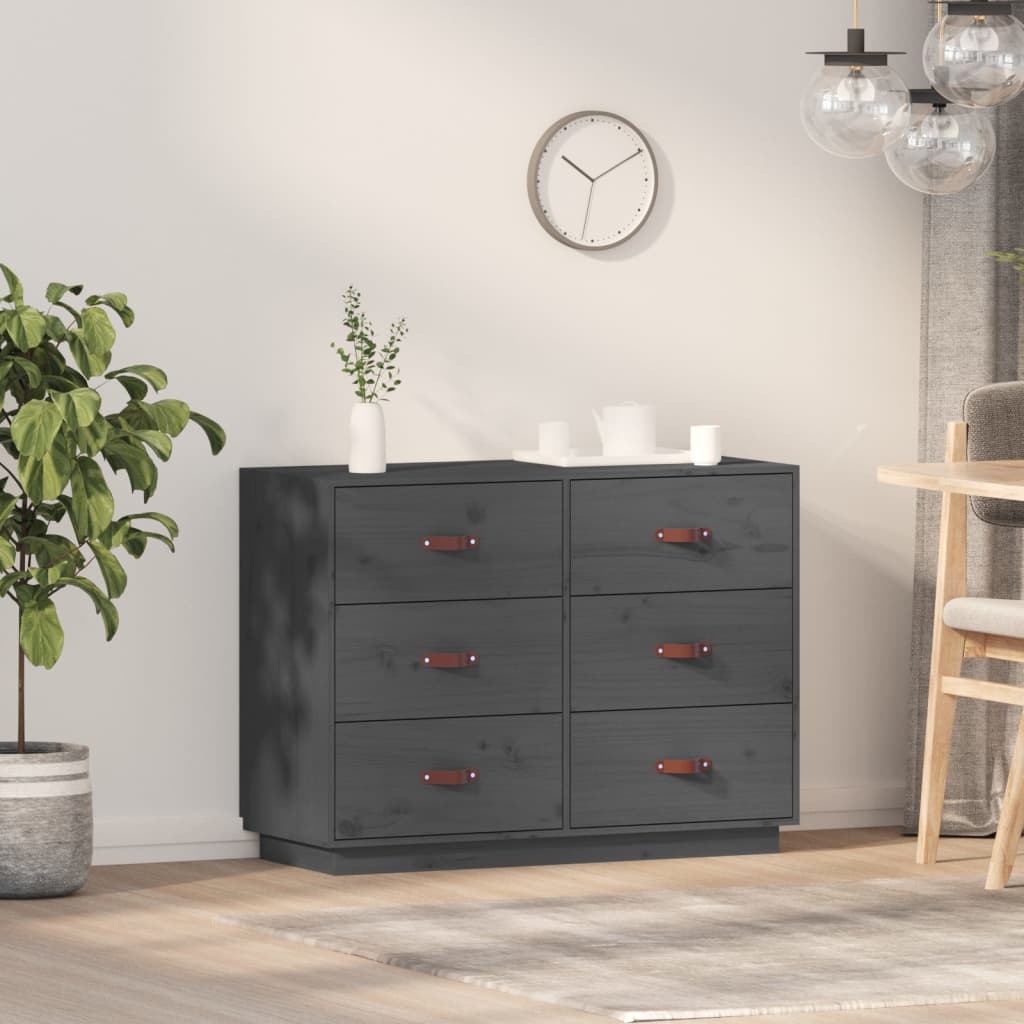 Sideboard Grey 100x40x75 cm Solid Wood Pine - Millennium Furniture