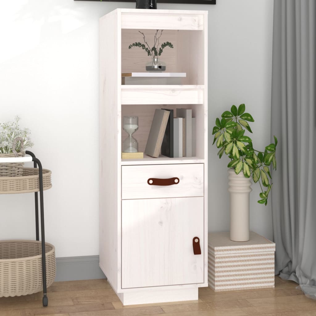 Highboard White 34x40x108,5 cm Solid Wood Pine - Design Hut