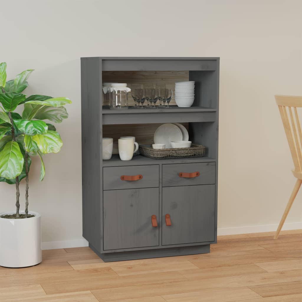 Highboard Grey 67x40x108.5 cm Solid Wood Pine - Millennium Furniture