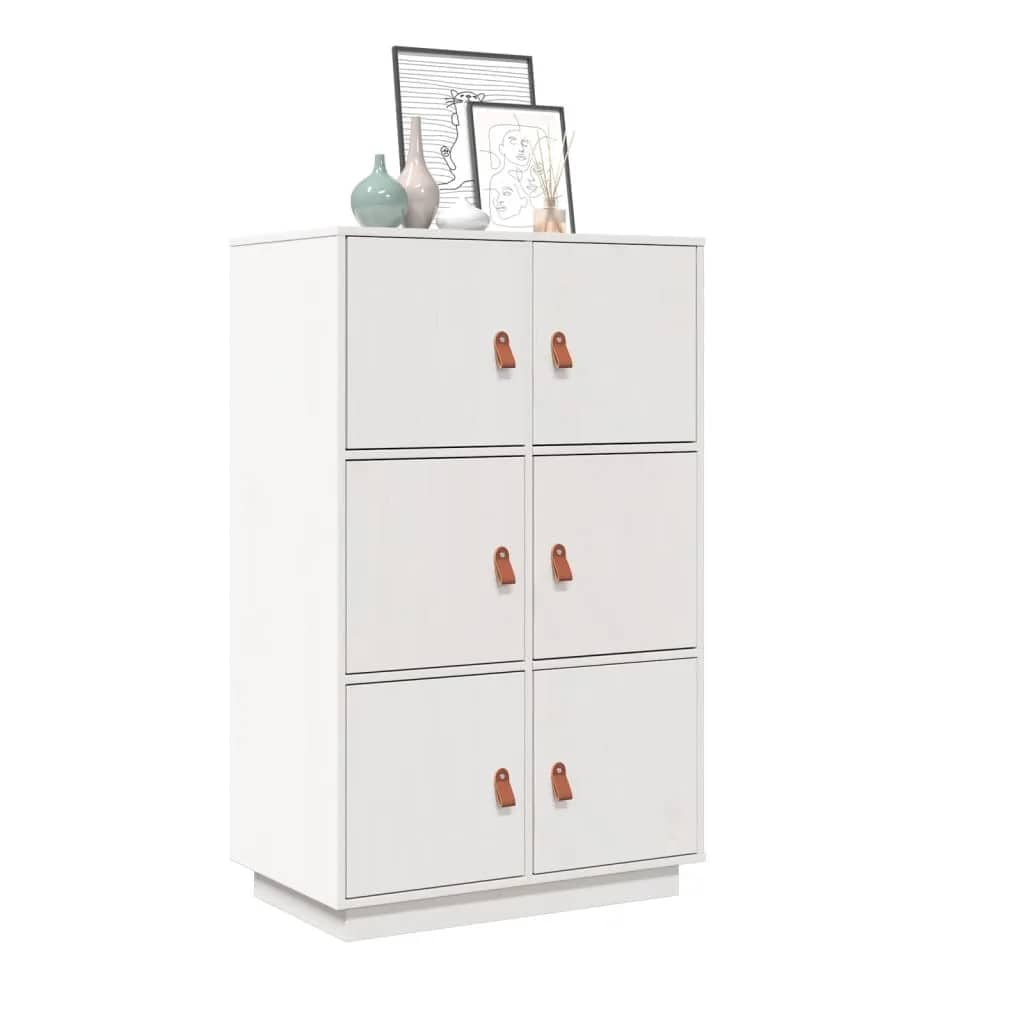 Highboard White 67x40x108.5 cm Solid Wood Pine - Merkel Designers