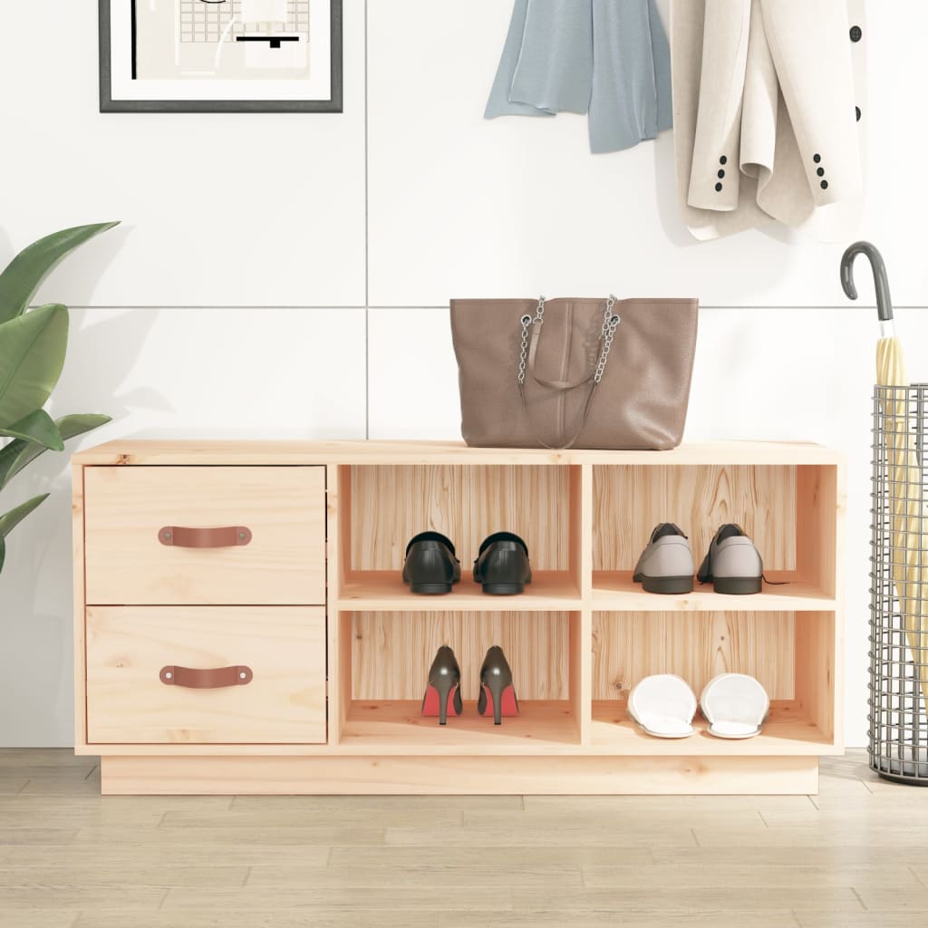 Shoe Bench 100x34x45 cm Solid Wood Pine - Tyrell & Tyrell