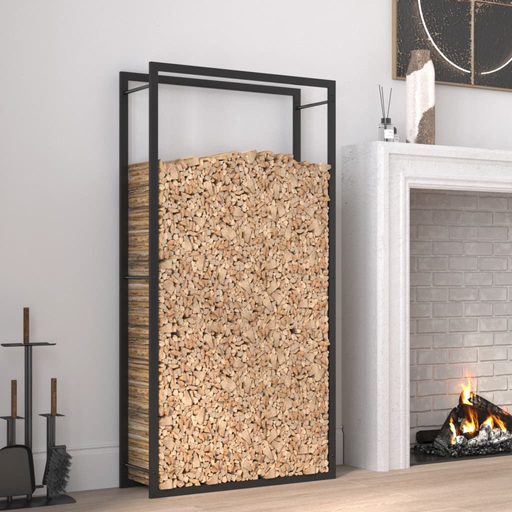 Firewood Rack Matt Black 80x28x154 cm Steel - Style and Chic
