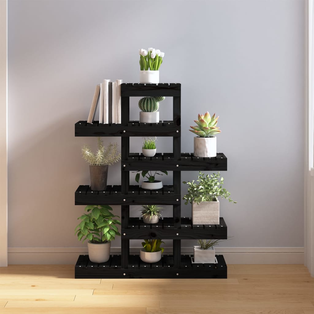 Plant Stand Black 85x25x109.5 cm Solid Wood Pine - Sid & Sam