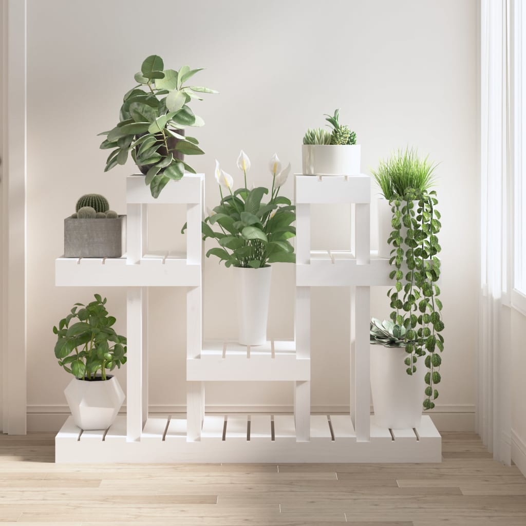 Plant Stand White 104.5x25x77.5 cm Solid Wood Pine - Casper Homes