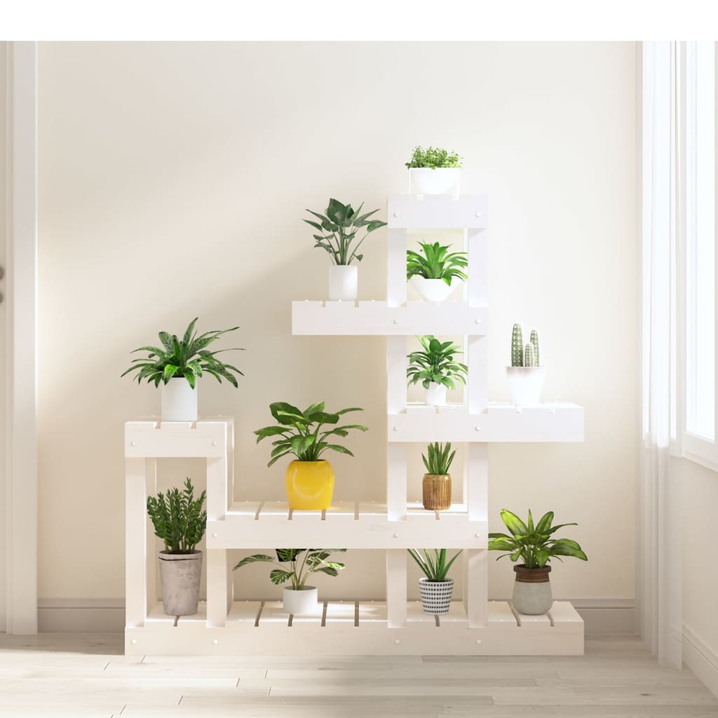 Plant Stand White 92x25x97 cm Solid Wood Pine - Direct Imports