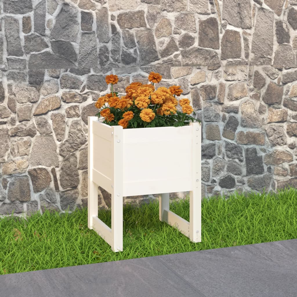 Planter White 40x40x52.5 cm Solid Wood Pine - Sid & Sam