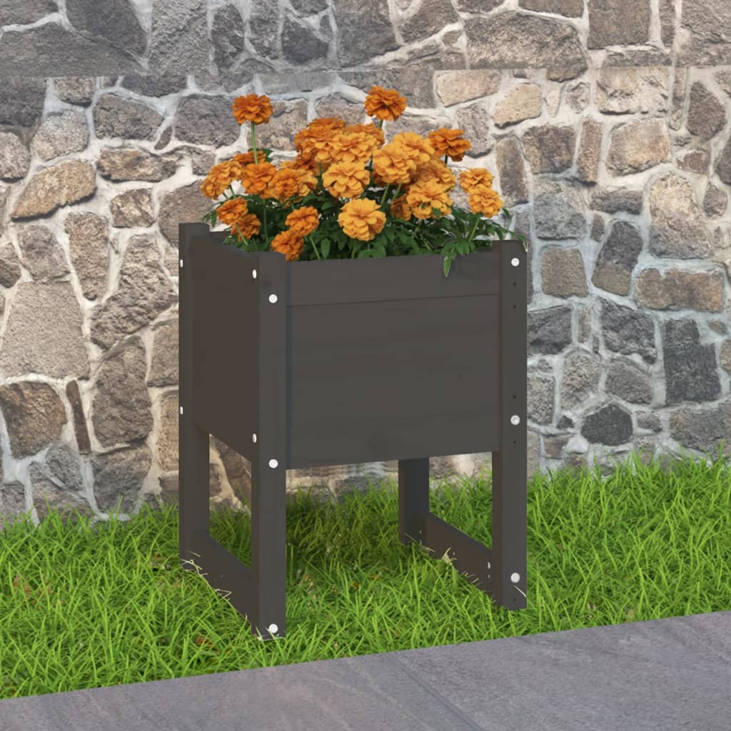 Planter Grey 40x40x52.5 cm Solid Wood Pine - The Home Maker