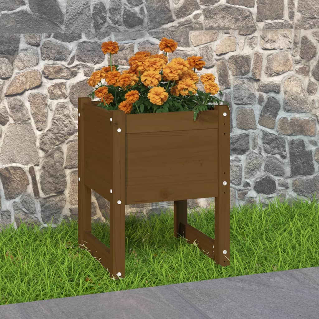 Planter Honey Brown 40x40x52.5 cm Solid Wood Pine - Tyrell & Tyrell