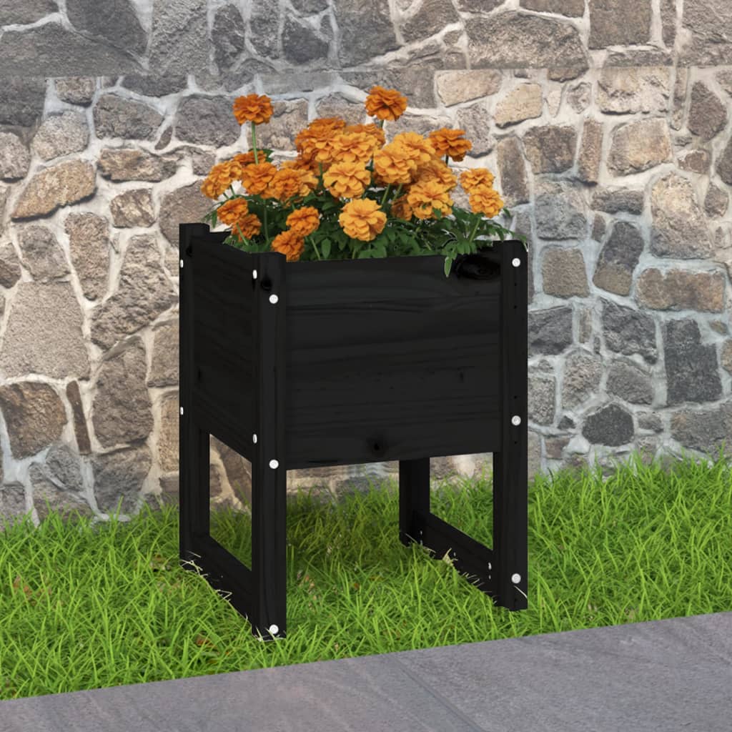 Planter Black 40x40x52.5 cm Solid Wood Pine - R and M Furniture