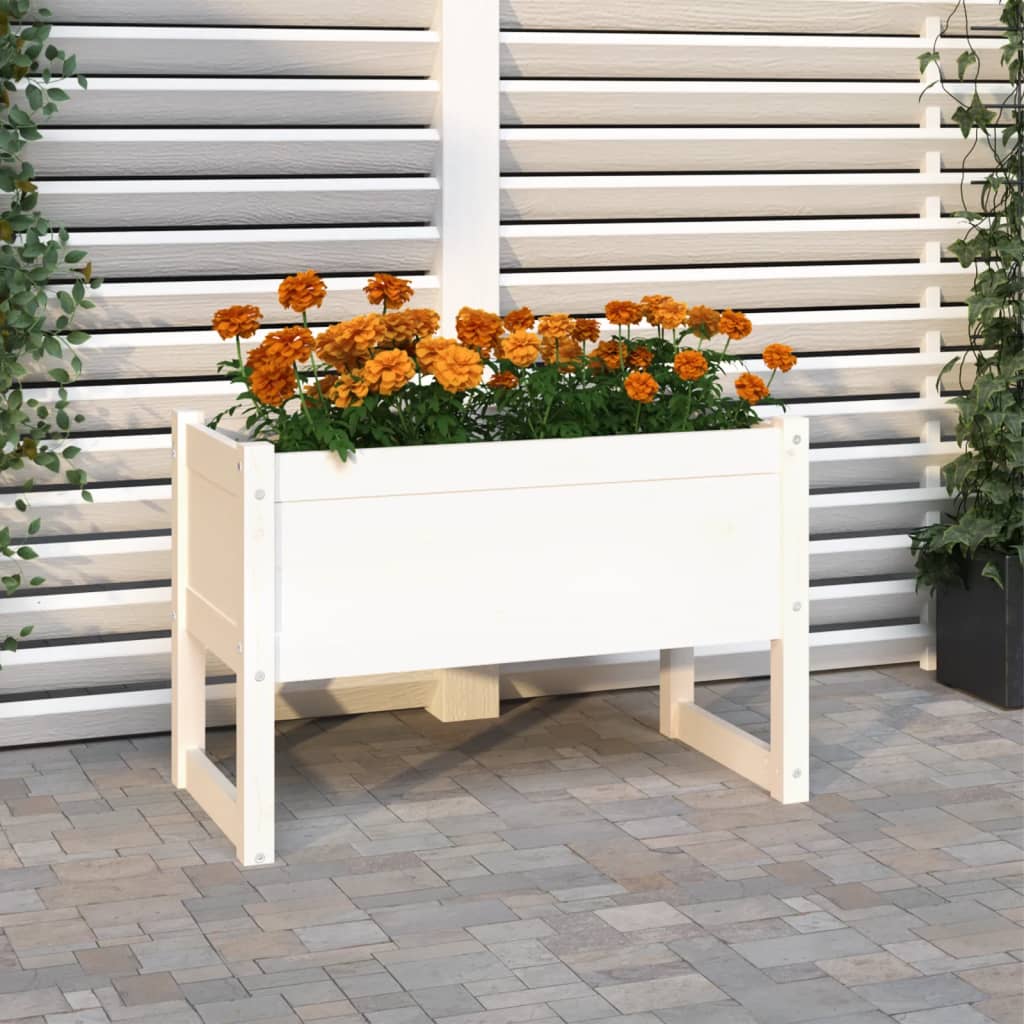 Planter White 78x40x52 cm Solid Wood Pine - Tyrell & Tyrell