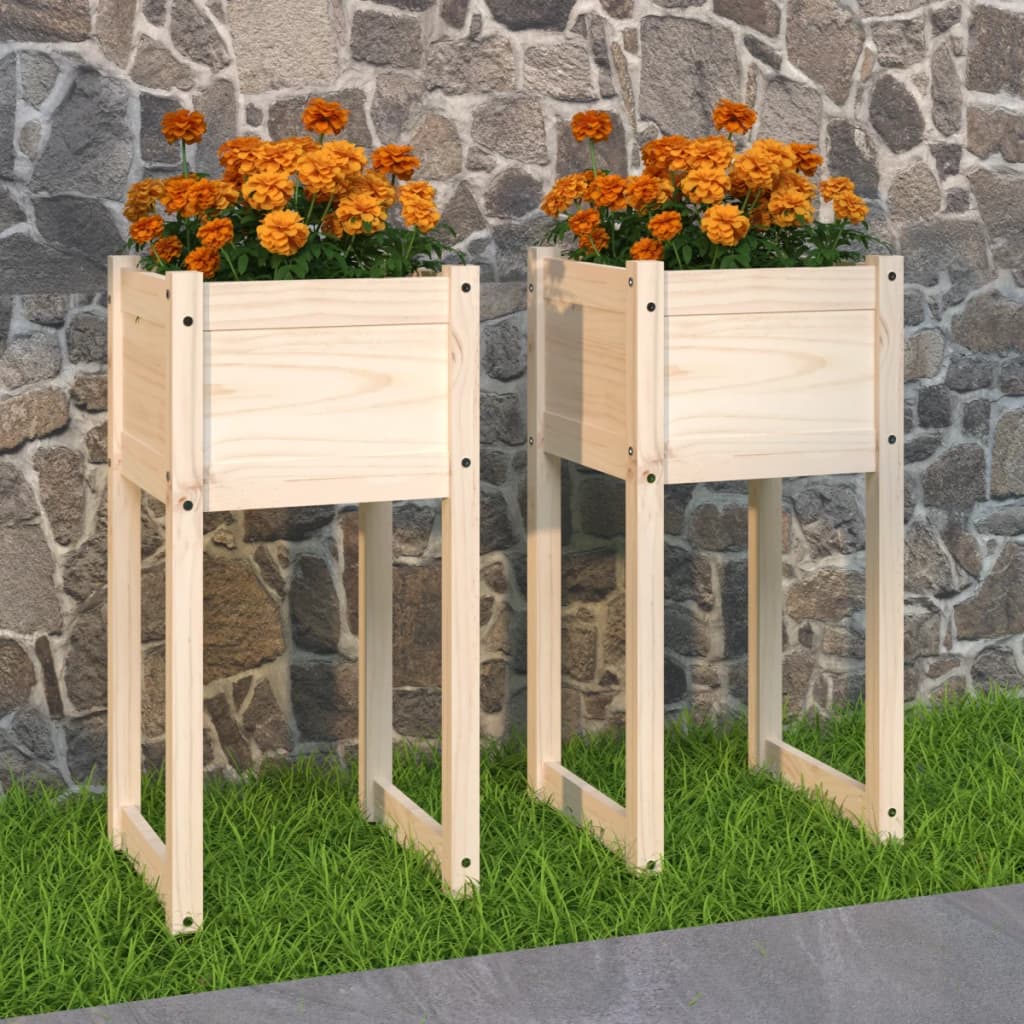 Planters 2 pcs 40x40x81 cm Solid Wood Pine - Sid & Sam