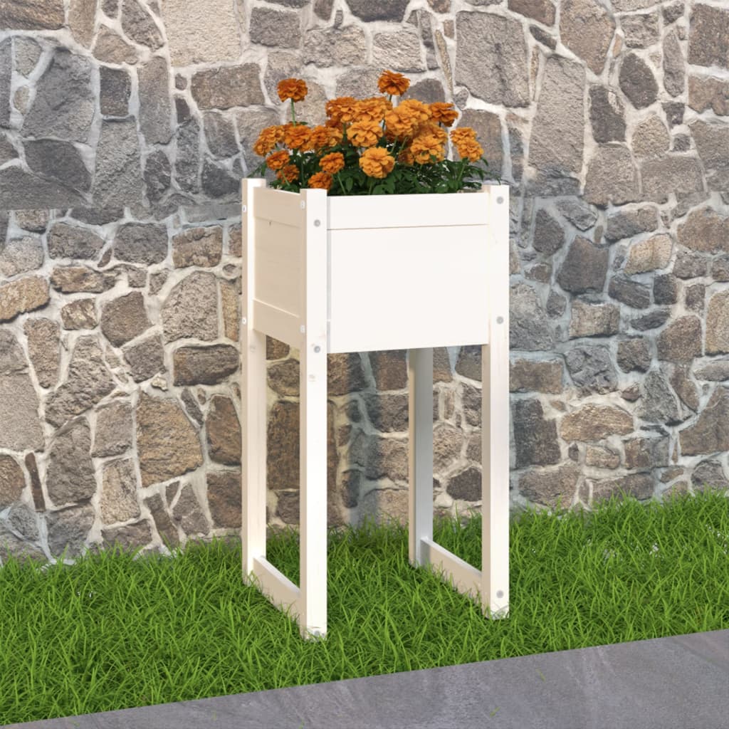Planter White 40x40x81 cm Solid Wood Pine - Tyrell & Tyrell