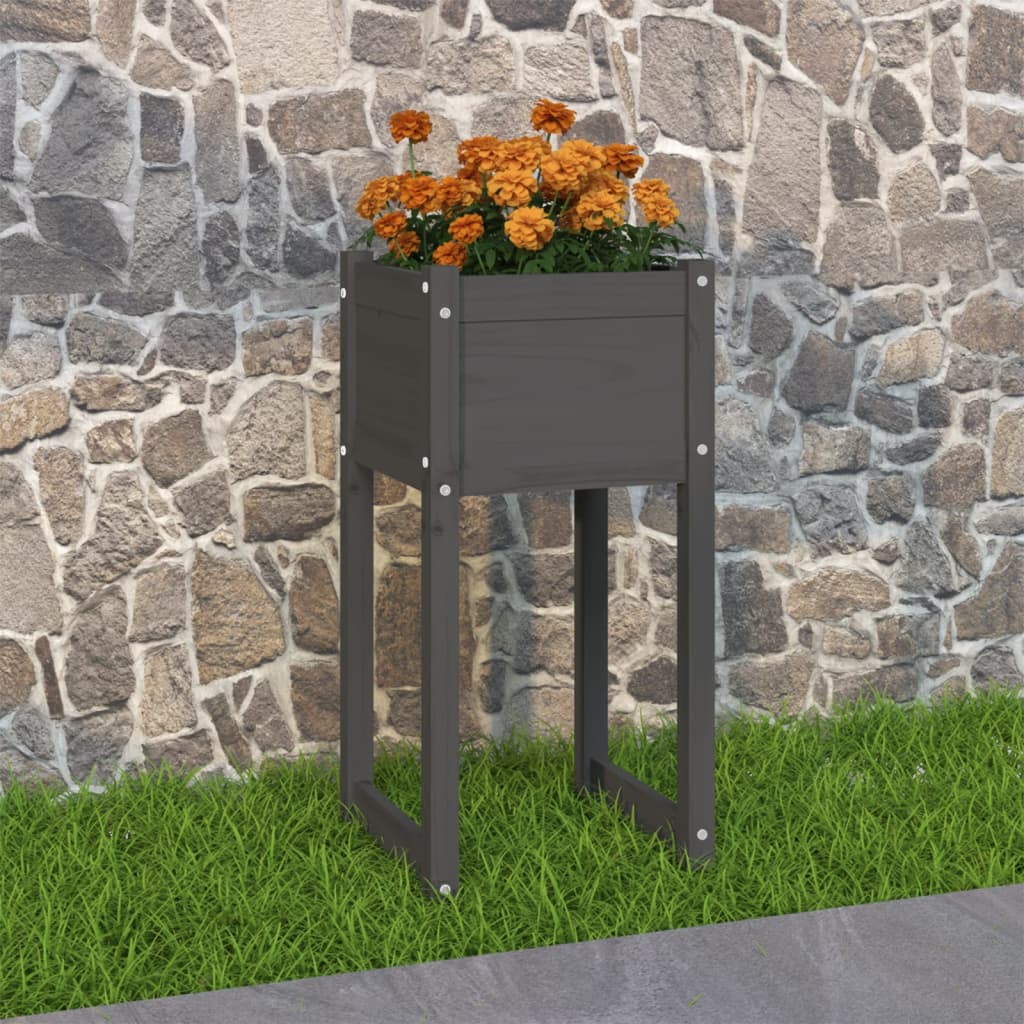 Planter Grey 40x40x81 cm Solid Wood Pine - Tyrell & Tyrell