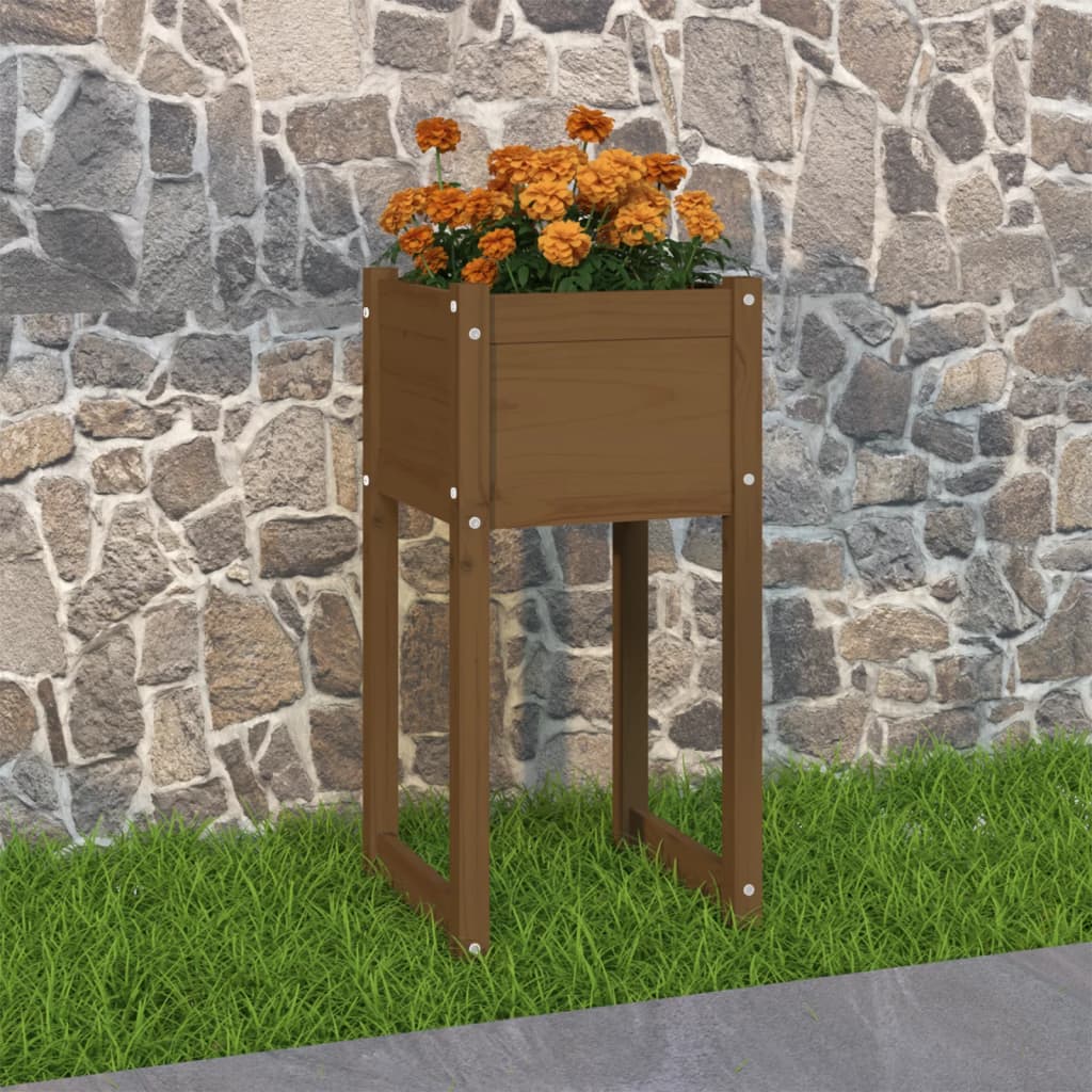 Planter Honey Brown 40x40x81 cm Solid Wood Pine - Sid & Sam