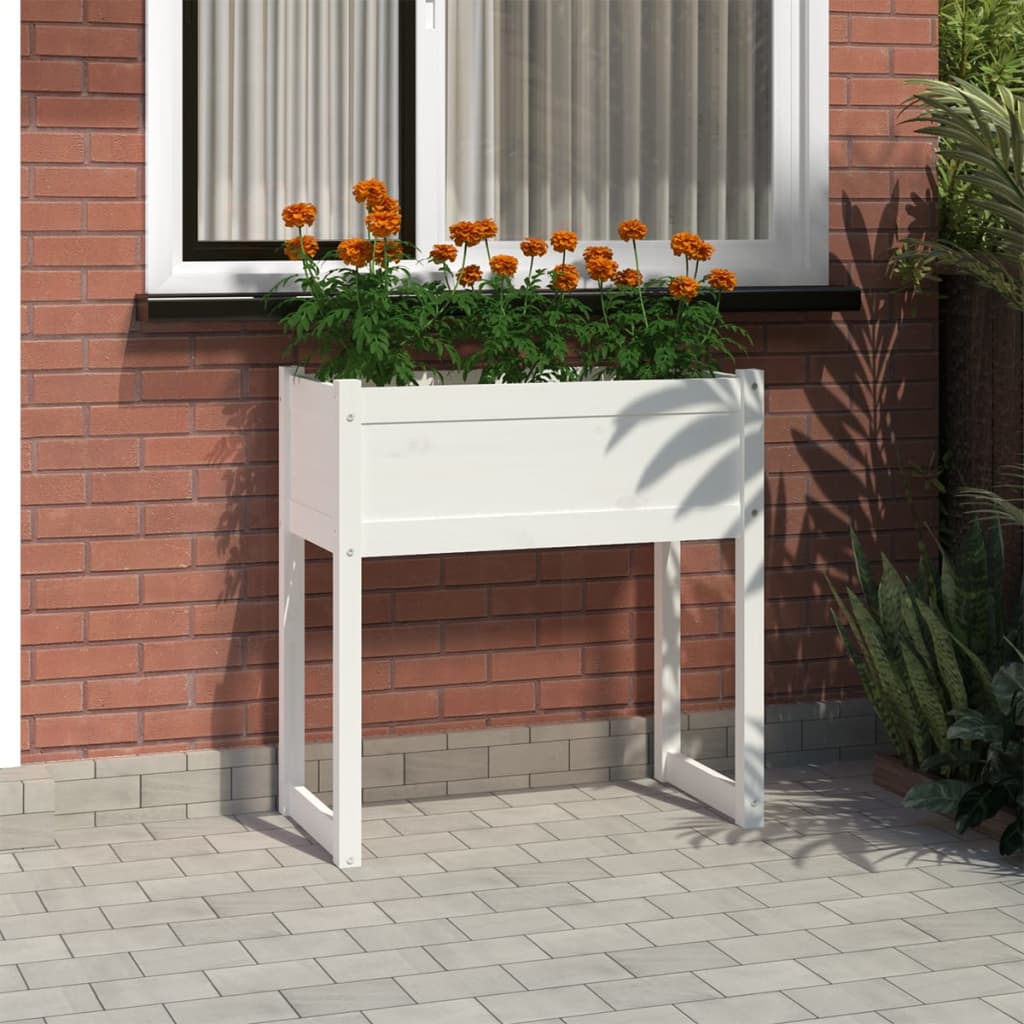 Planter White 78x40x81 cm Solid Wood Pine - Sid & Sam