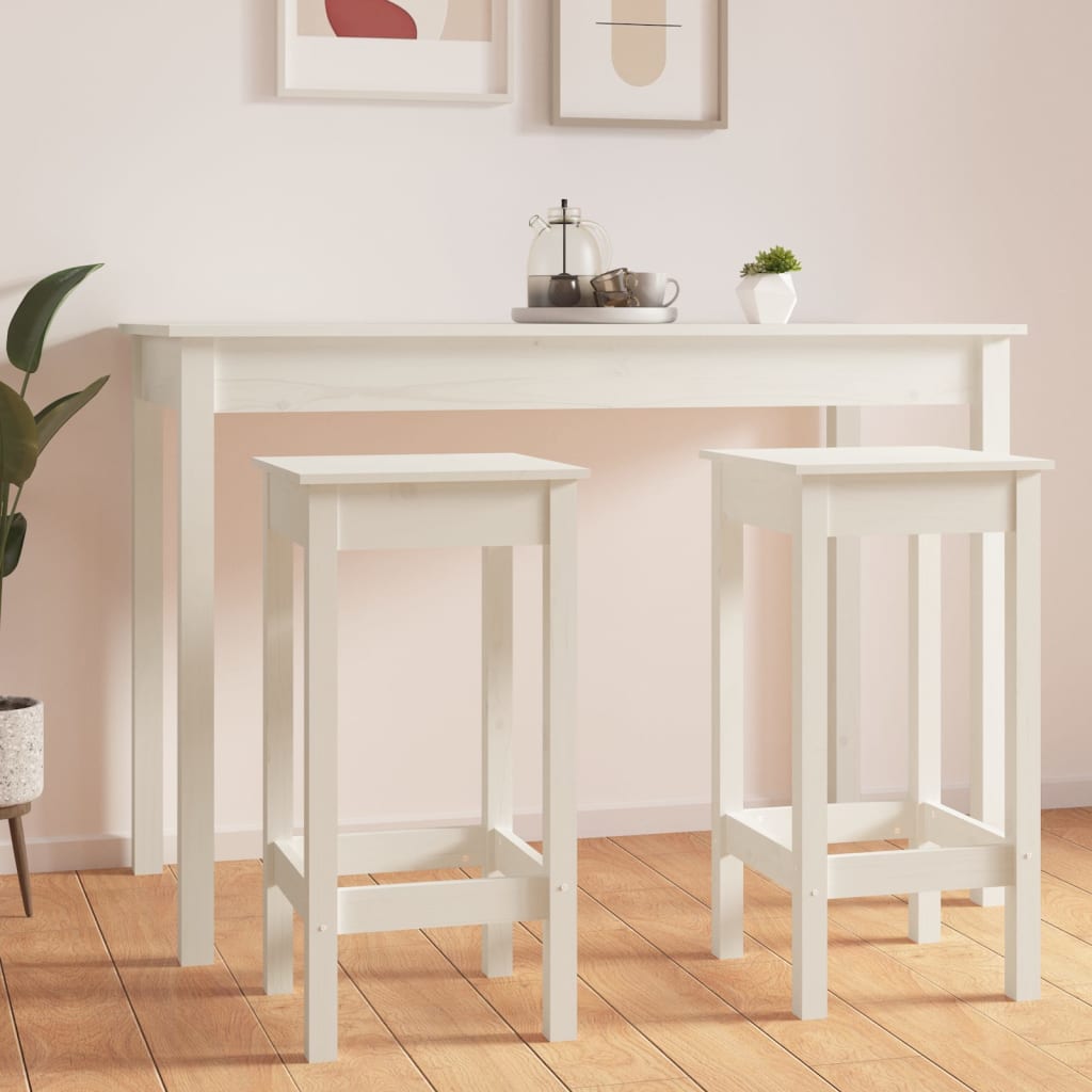 Bar Chairs 2 pcs White 40x40x78 cm Solid Wood Pine - Unbeatable Bargains
