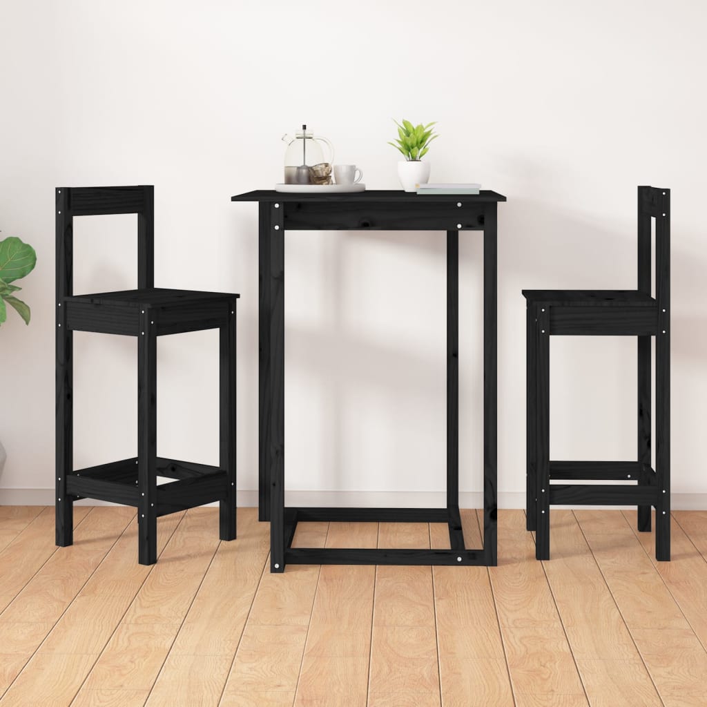 Bar Chairs 2 pcs Black 40x41.5x112 cm Solid Wood Pine - Merkel Designers