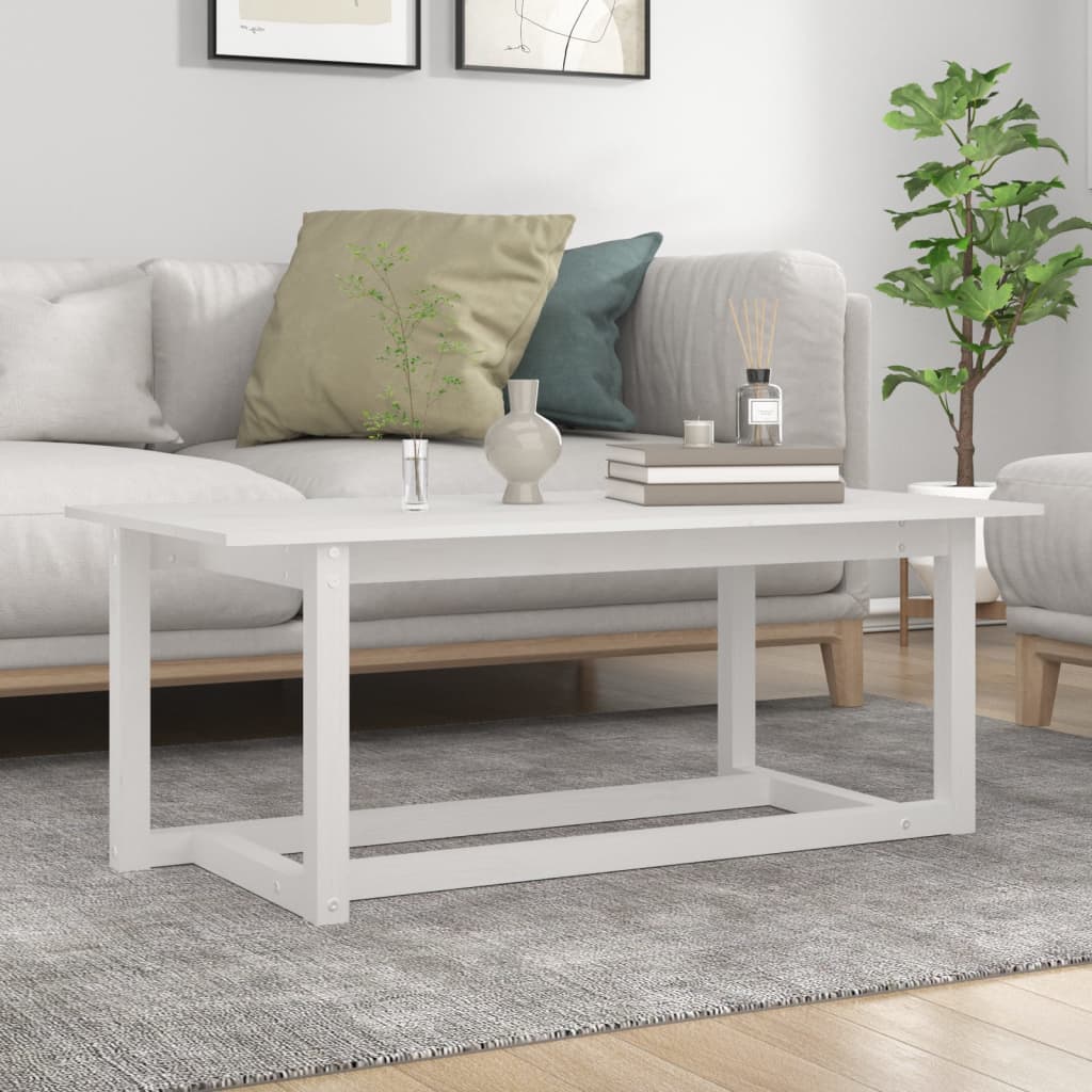 Coffee Table White 110x55x45 cm Solid Wood Pine - Sid & Sam