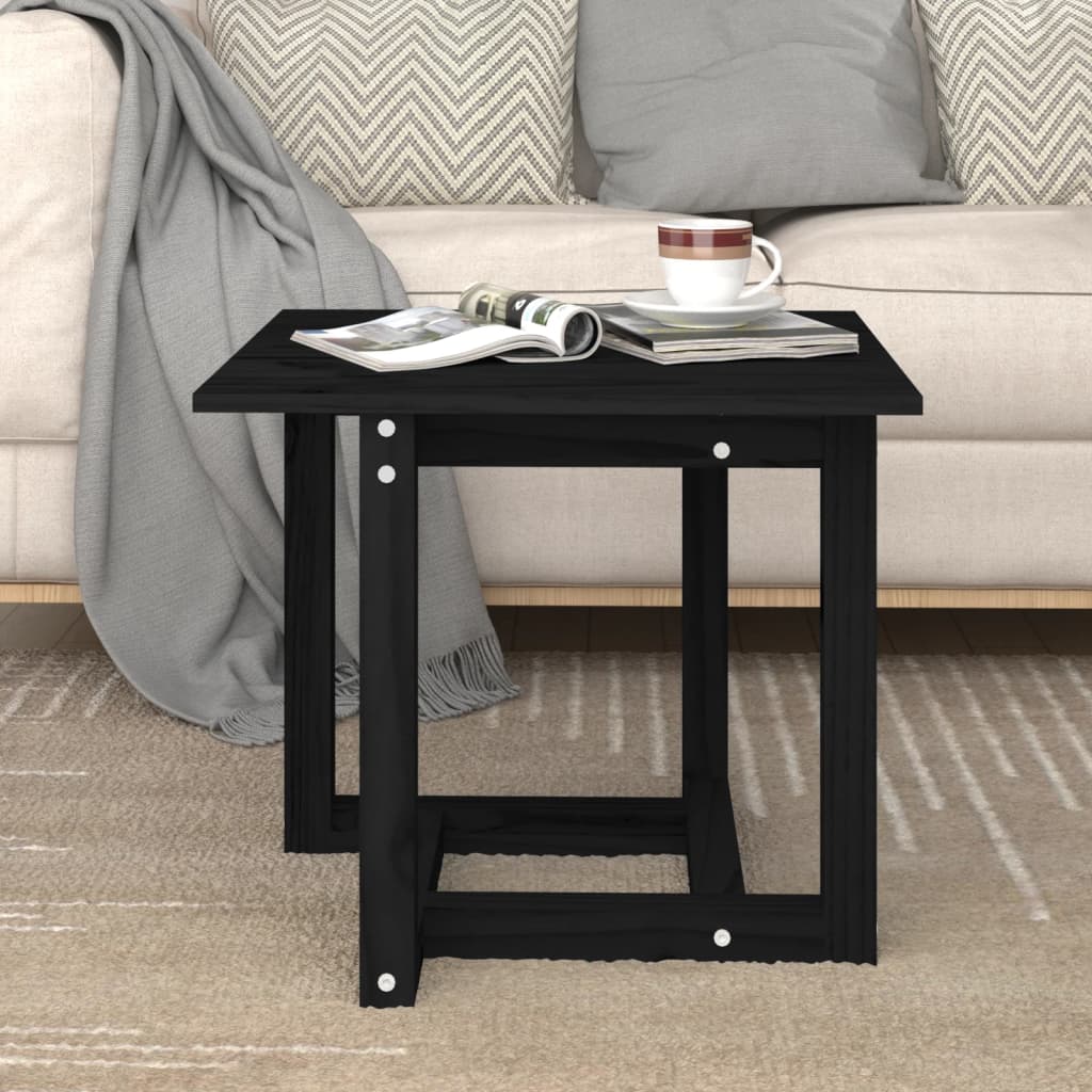Coffee Table Black 50x50x45 cm Solid Wood Pine - R and M Furniture