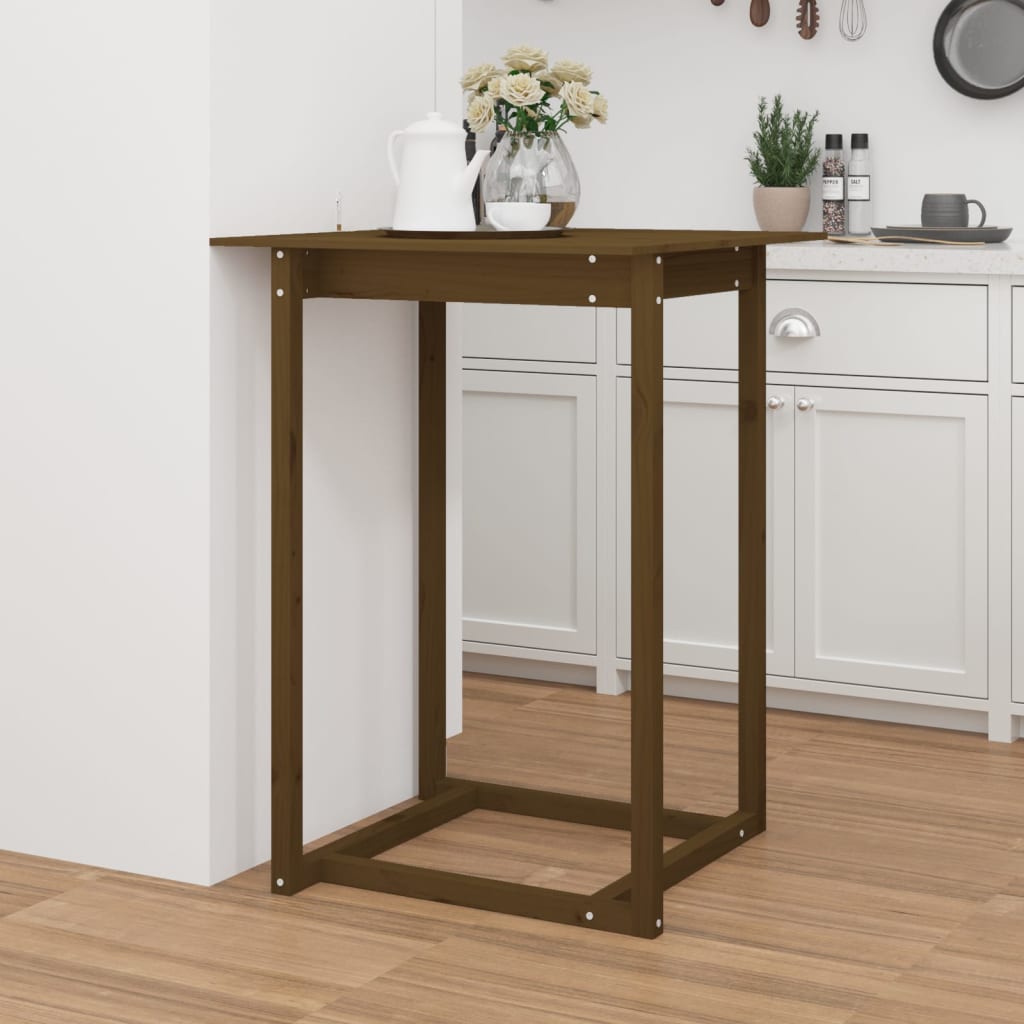 Bar Table Honey Brown 80x80x110 cm Solid Wood Pine - The Home Maker