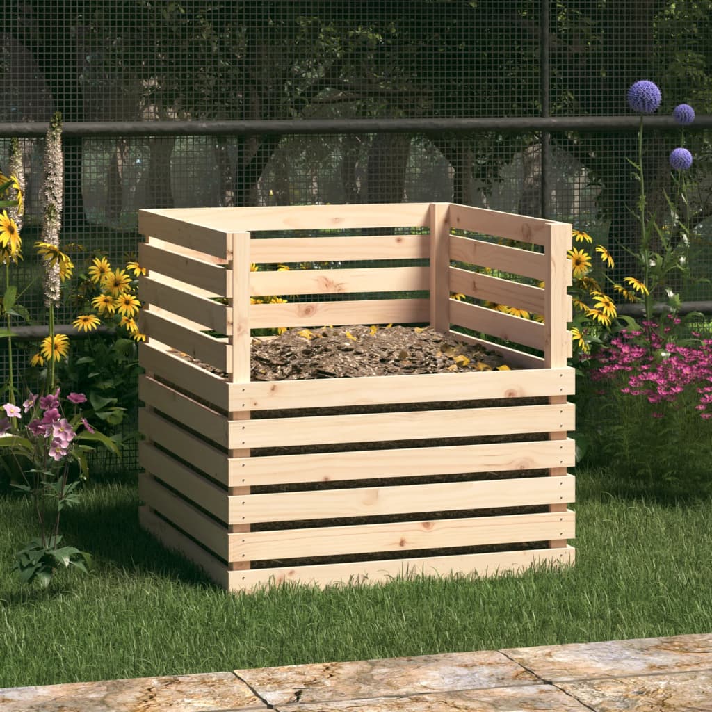 Composter 80x80x78 cm Solid Wood Pine - Decor Base
