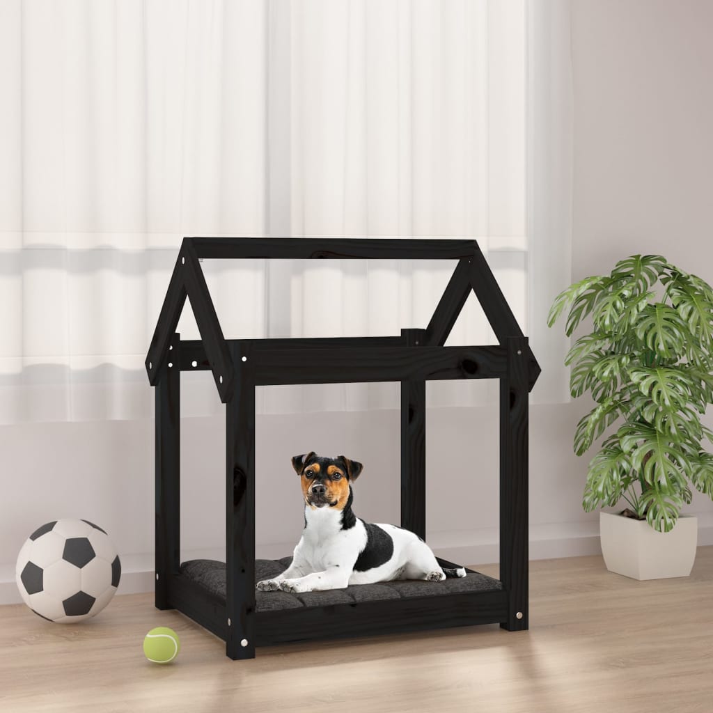 Dog Bed Black 61x50x70 cm Solid Wood Pine - Tyrell & Tyrell