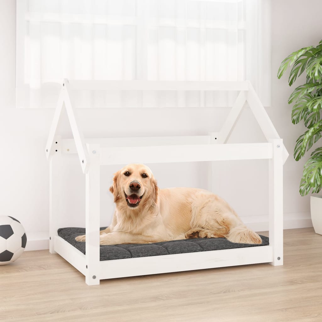 Dog Bed White 81x60x70 cm Solid Wood Pine - Brittle & Co