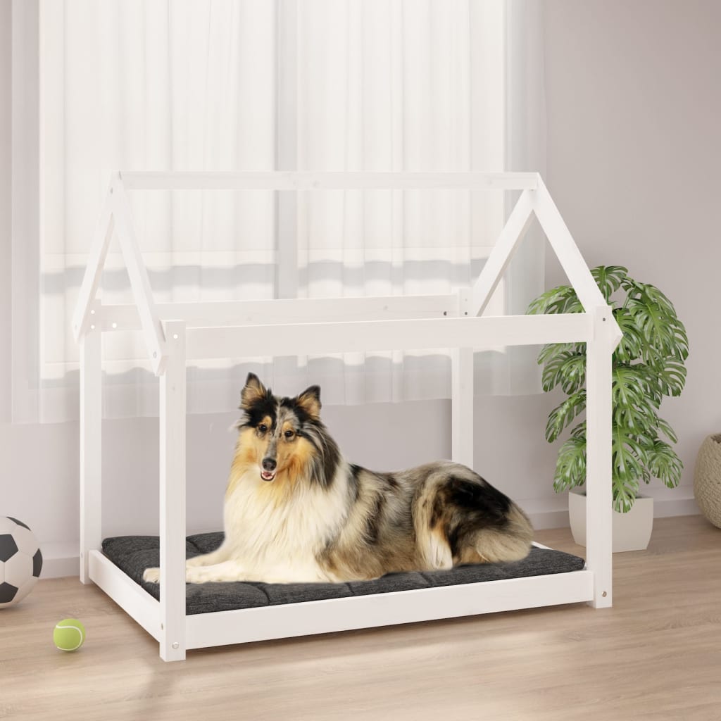 Dog Bed White 101x70x90 cm Solid Wood Pine - Unbeatable Bargains